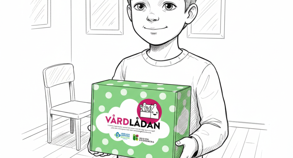 Pojke med grön vårdlåda